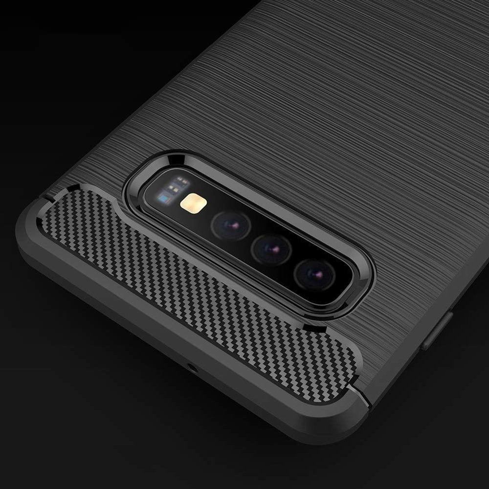 Capa carbono Capa flexível de TPU para Samsung Galaxy S10 Plus preta