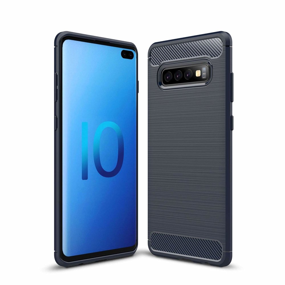Capa carbono Capa flexível de TPU para Samsung Galaxy S10 Plus azul