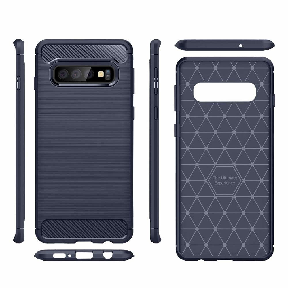 Capa carbono Capa flexível de TPU para Samsung Galaxy S10 Plus azul
