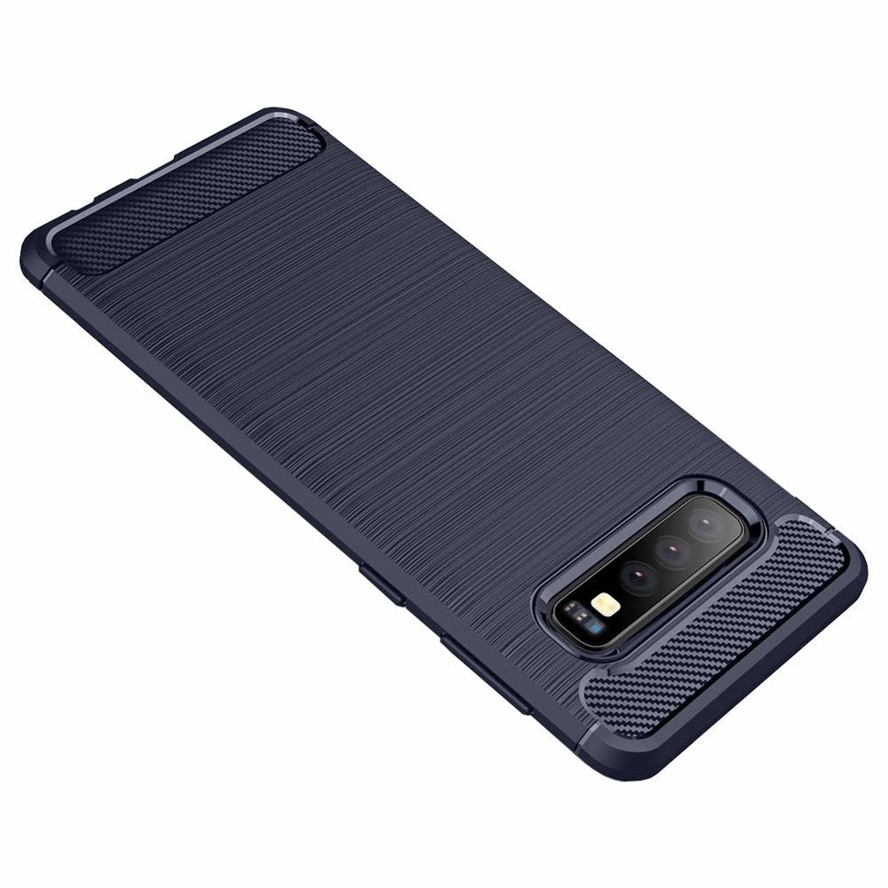 Capa carbono Capa flexível de TPU para Samsung Galaxy S10 Plus azul