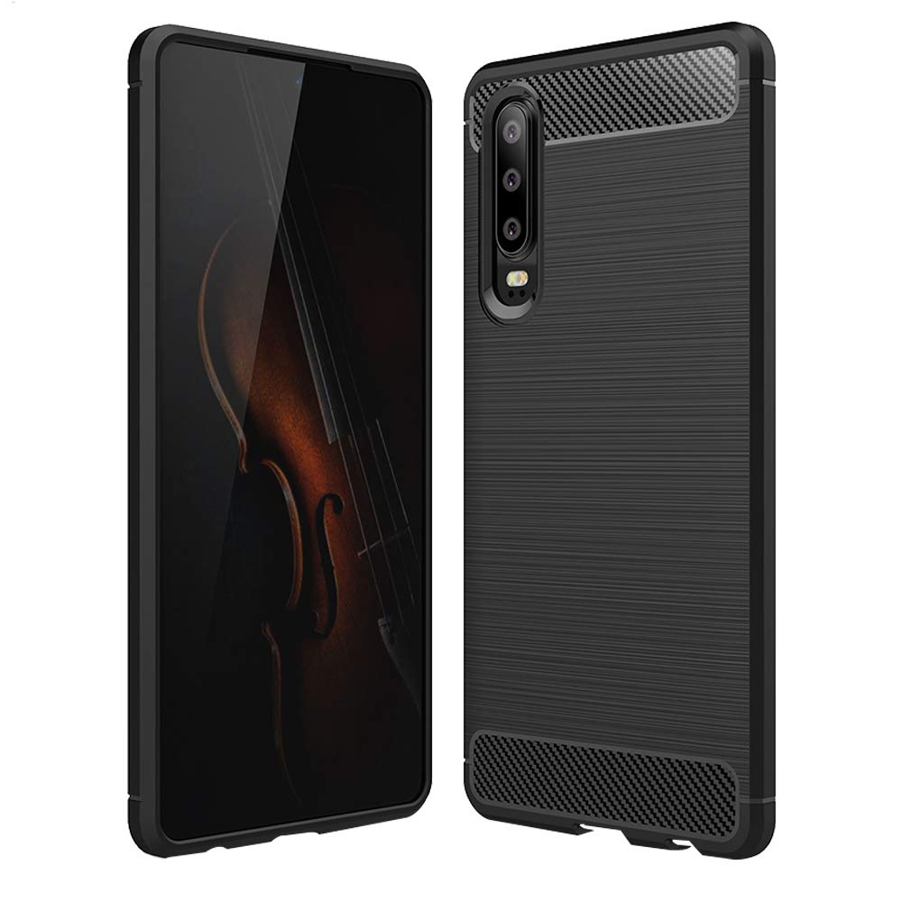 Capa carbono Capa flexível TPU para Huawei P30 preta