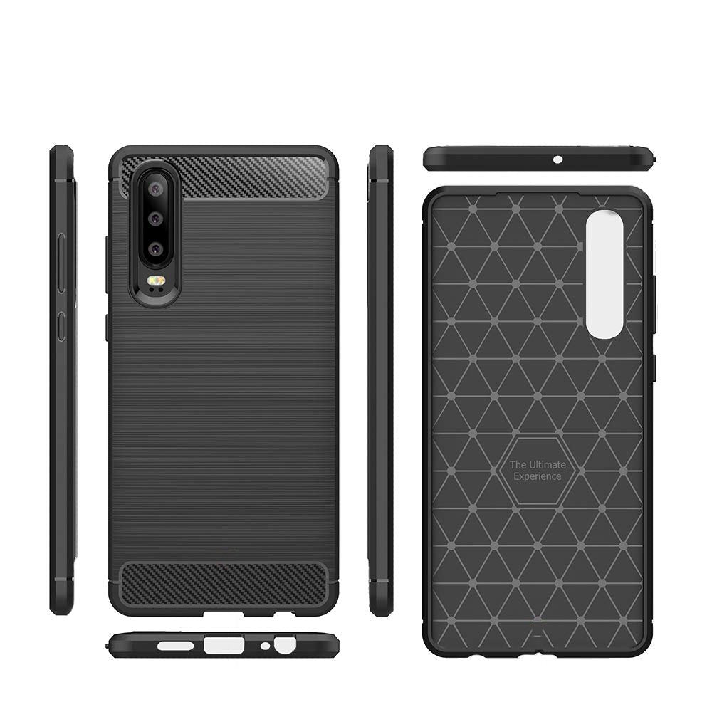 Capa carbono Capa flexível TPU para Huawei P30 preta