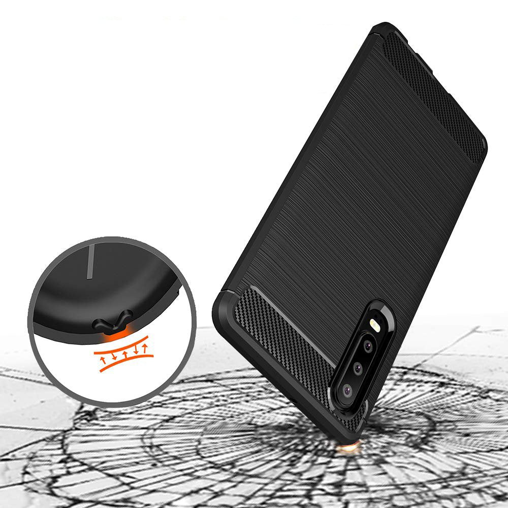 Capa carbono Capa flexível TPU para Huawei P30 preta