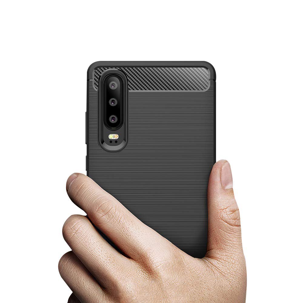Capa carbono Capa flexível TPU para Huawei P30 preta
