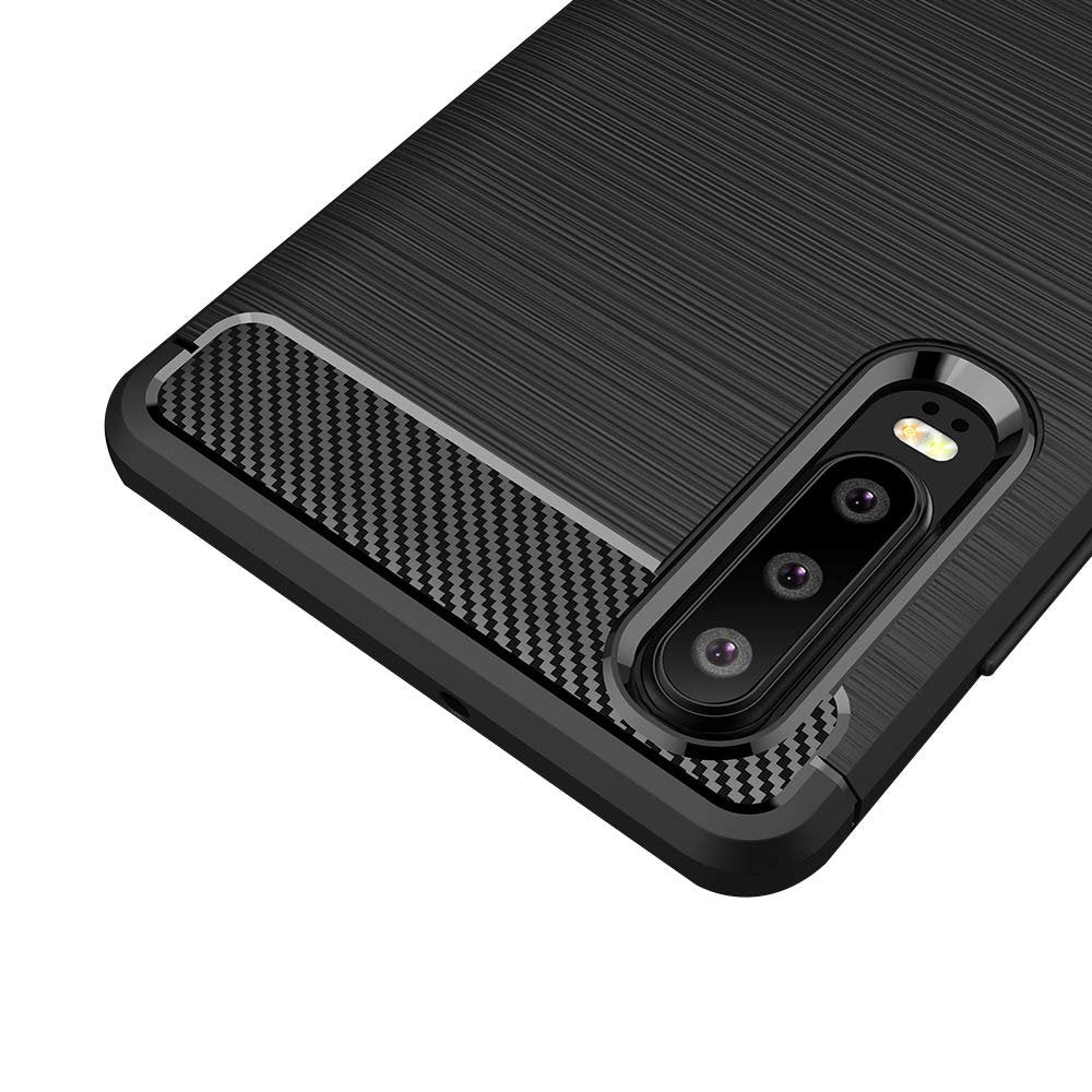 Capa carbono Capa flexível TPU para Huawei P30 preta