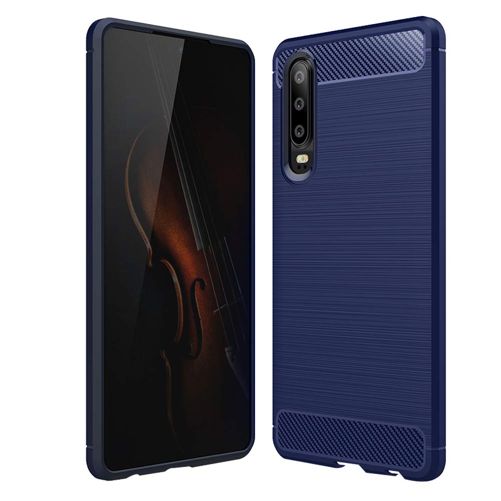 Capa carbono Capa flexível de TPU para Huawei P30 azul