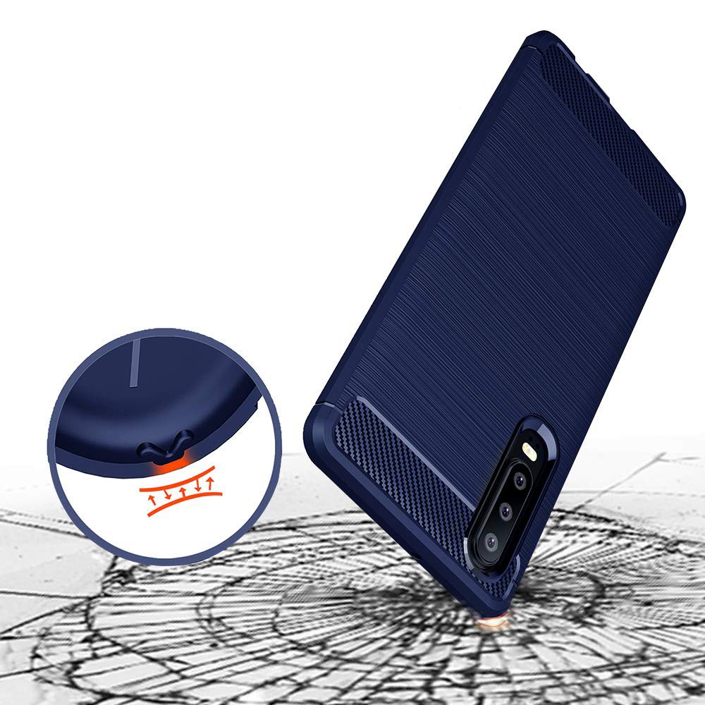 Capa carbono Capa flexível de TPU para Huawei P30 azul
