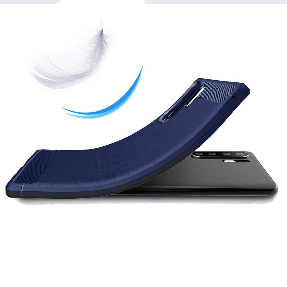 Capa carbono Capa flexível TPU para Huawei P30 Pro azul