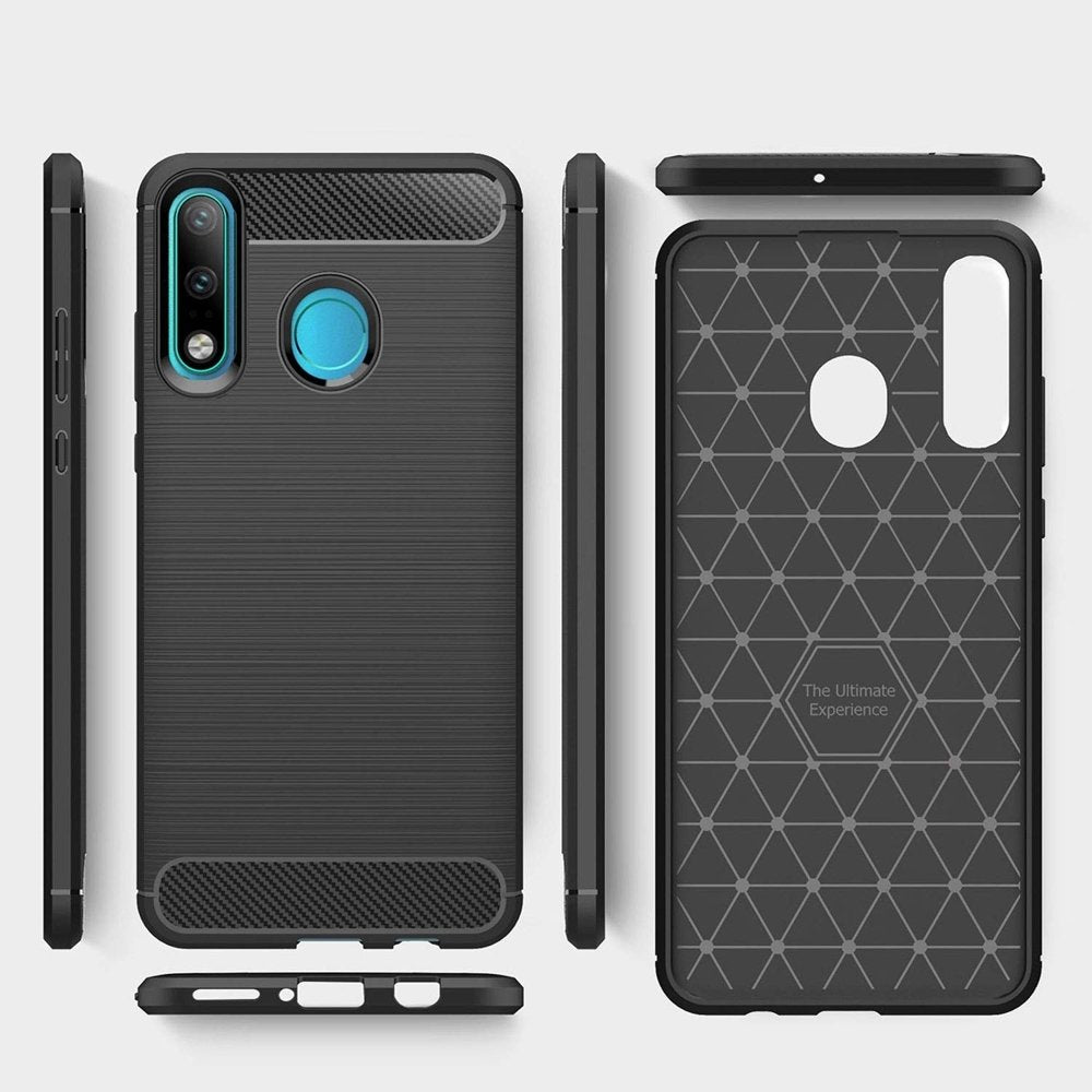 Capa carbono Capa flexível de TPU para Huawei P30 Lite preta