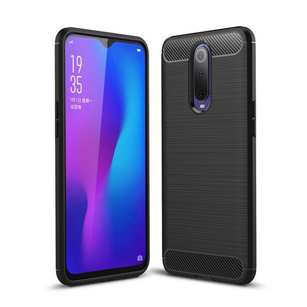 Capa carbono Capa flexível TPU para Oppo RX17 Pro preto