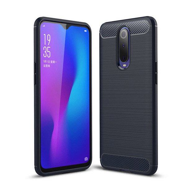 Capa carbono Capa flexível TPU para Oppo RX17 Pro azul