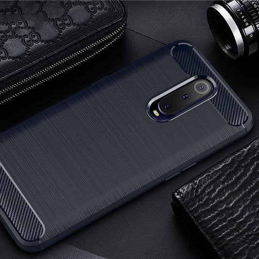 Capa carbono Capa flexível TPU para Oppo RX17 Pro azul
