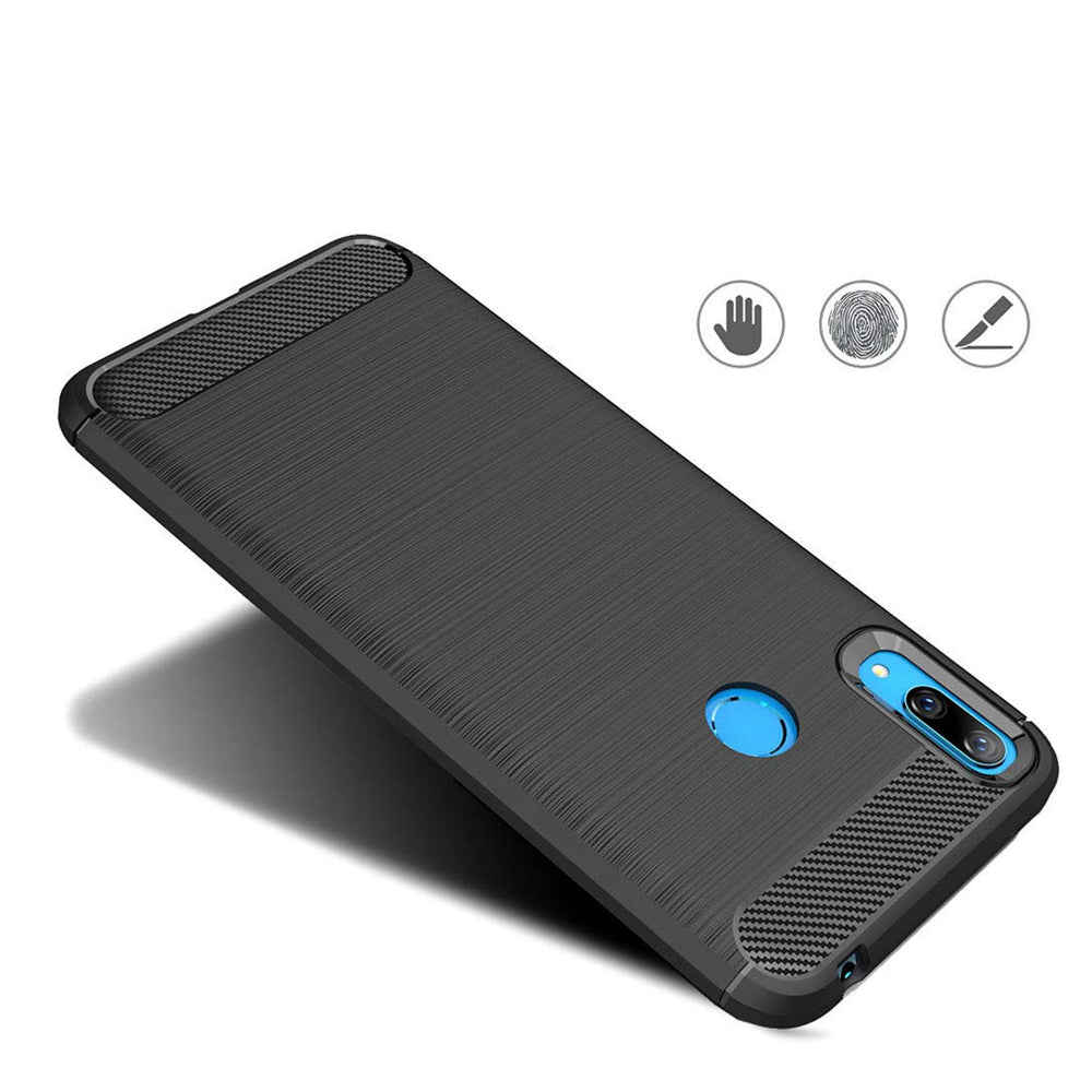 Capa carbono Capa flexível TPU para Huawei Y7 2019 - Y7 Prime 2019 preta