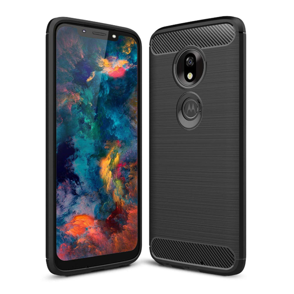 Capa carbono Capa flexível de TPU para Motorola Moto G7 Play preta