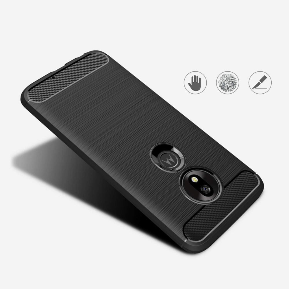Capa carbono Capa flexível de TPU para Motorola Moto G7 Play preta