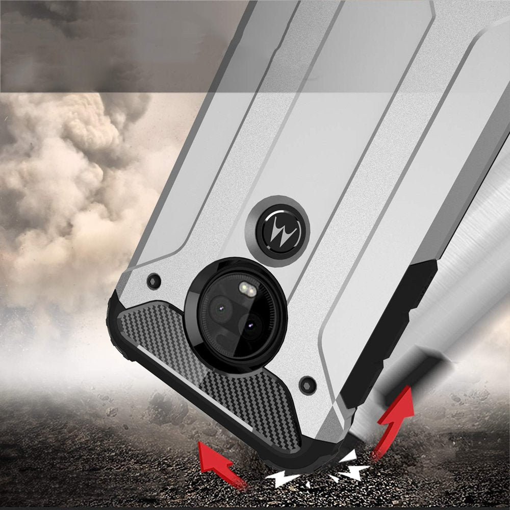 Capa Hybrid Armor Capa resistente e resistente para Motorola Moto G7 Plus - G7 prata