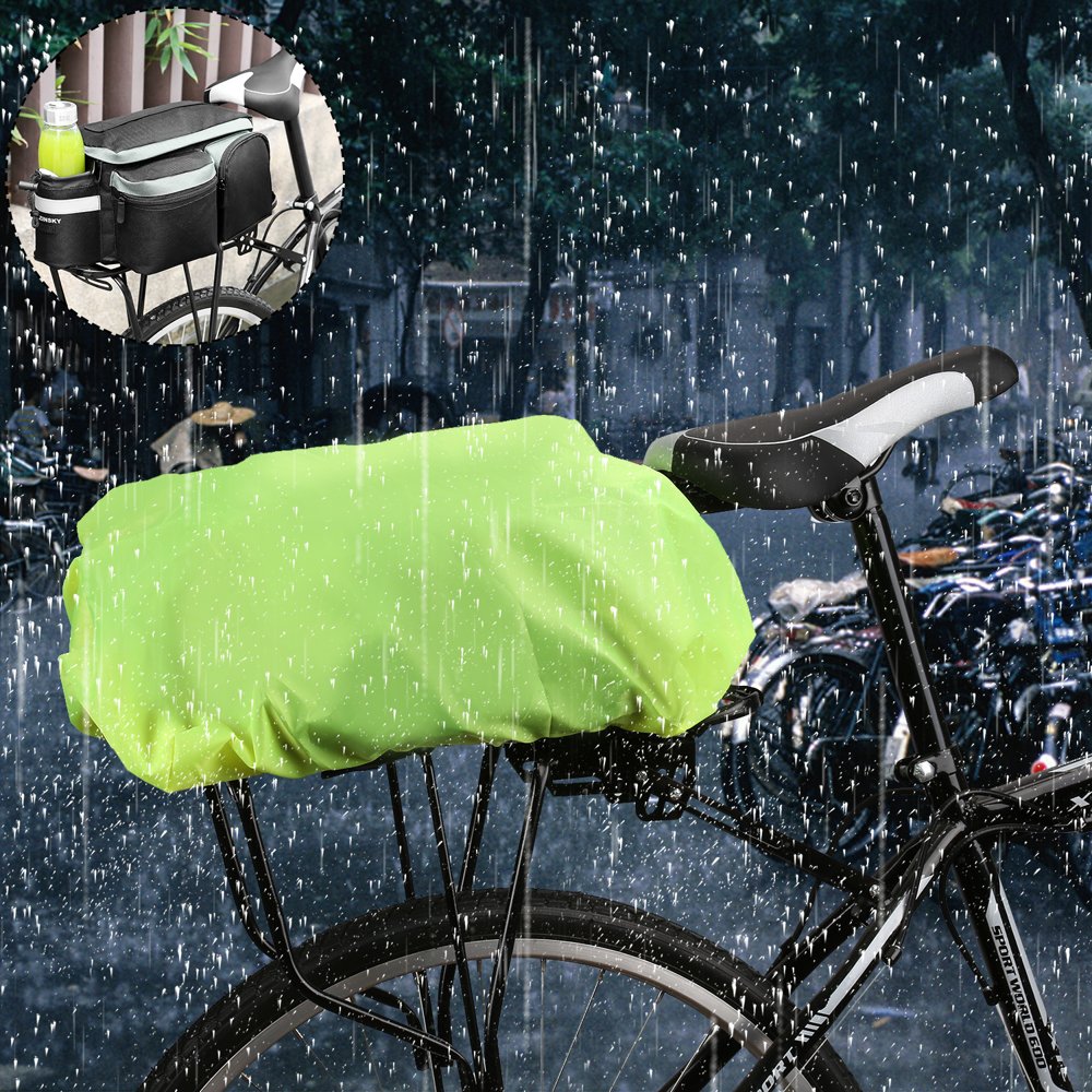 Capa impermeável universal para chuva Wozinsky para bolsa de bicicleta ou mochila verde (WBB5YW)