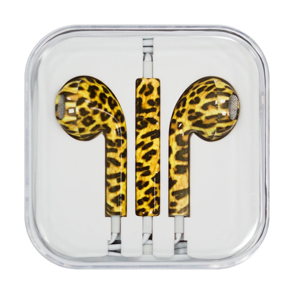 Auriculares com microfone 35 mm mini jack do iPhone iPad iPod leopard (estilo 10)