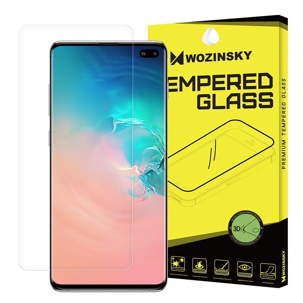 Filme protetor de tela 3D Wozinsky totalmente coberto para Samsung Galaxy S10 Plus (compatível com sensor de impressão digital no display)