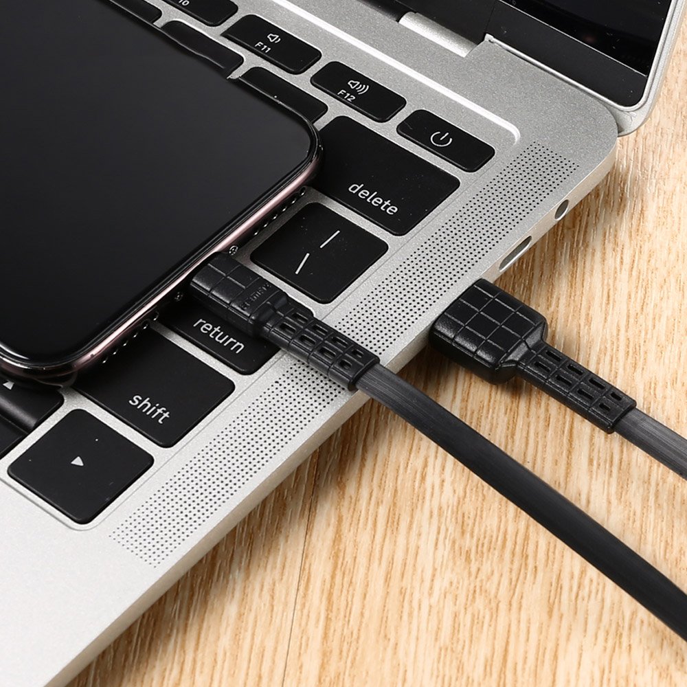 Cabo USB plano - Lightning Remax Armor Series 5V 2.4A azul (RC-116i)