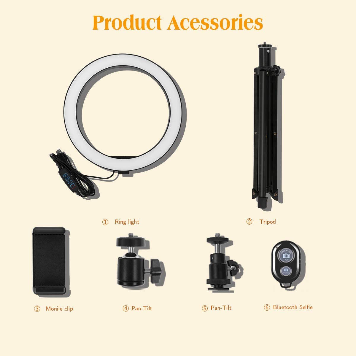 Anel de LED 10" com Tripé Extensível 1,5m Comando Bluetooth - Ring light