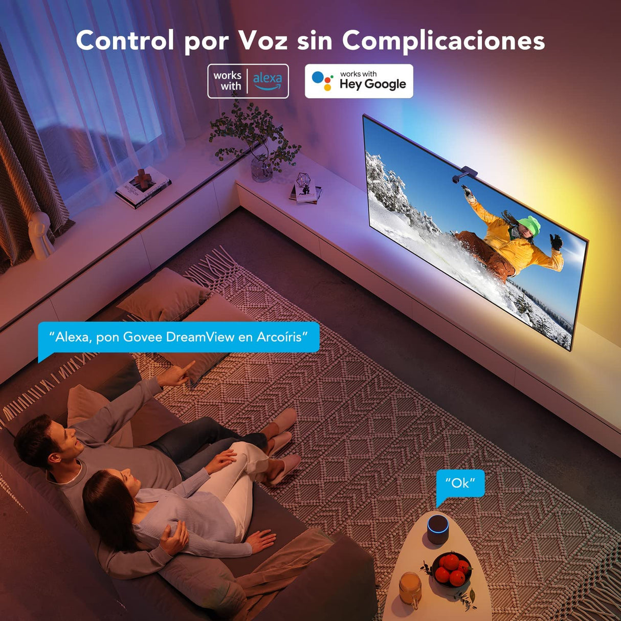 Govee DreamView Fita LED 5m com Câmara para TV 75" a 85" Compatível com Alexa e Google Assistent