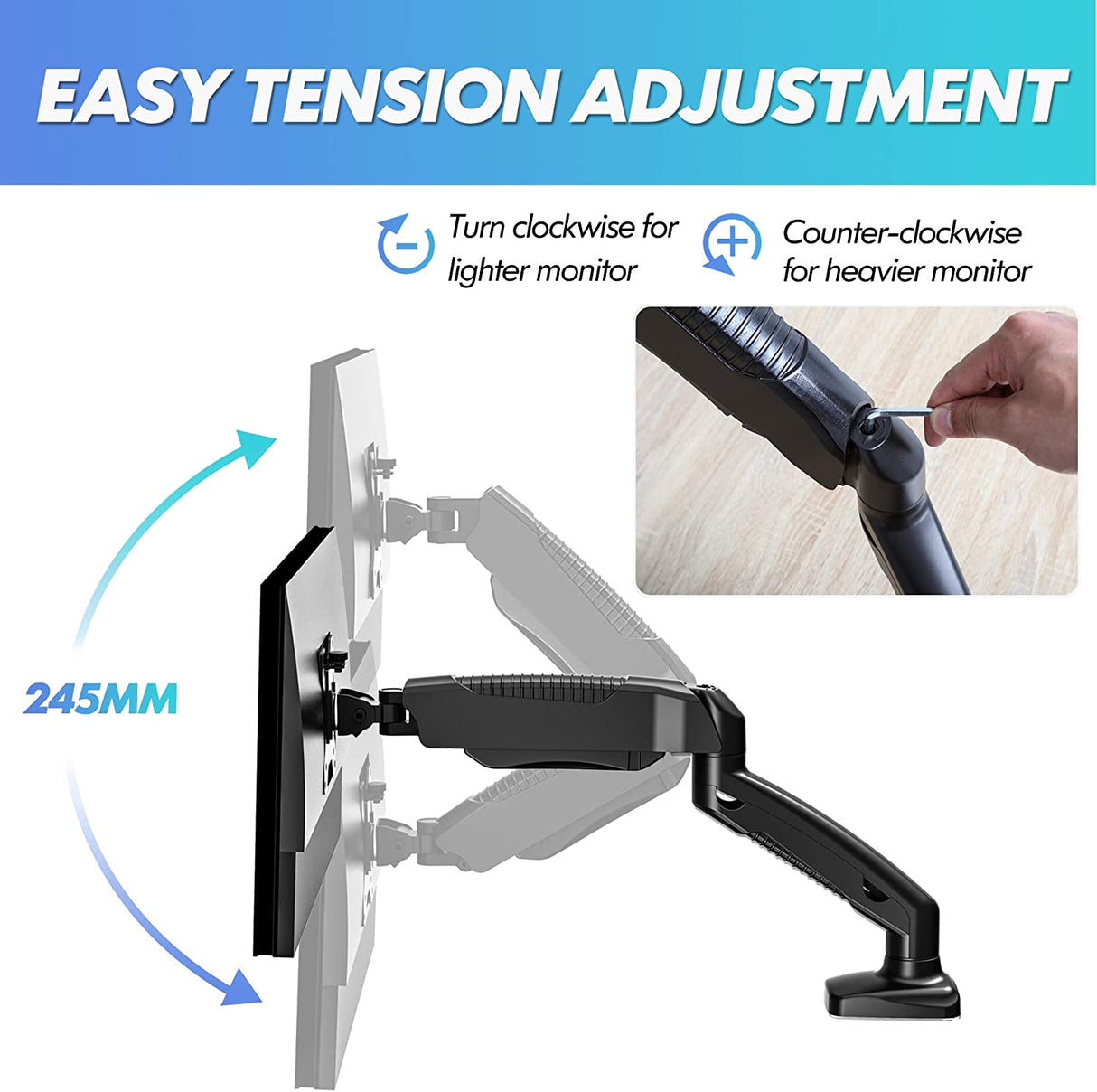 FITUEYES Suporte Monitor de Braço Duplo Articulável VESA 75 mm e 100 mm