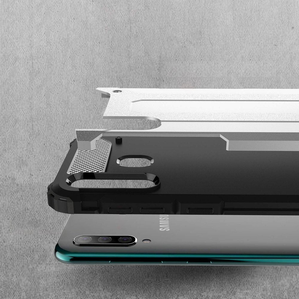 Capa Hybrid Armor Capa resistente e resistente para Samsung Galaxy A50s - Galaxy A50 - Galaxy A30s prata