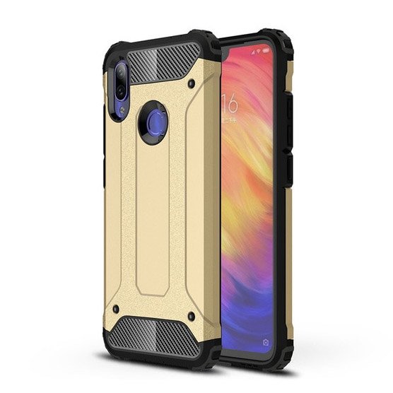 Capa de armadura híbrida resistente e resistente para Xiaomi Redmi 7 dourado