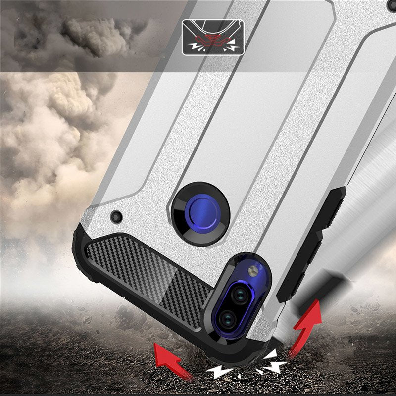 Capa de armadura híbrida capa resistente e resistente para Xiaomi Redmi 7 prata