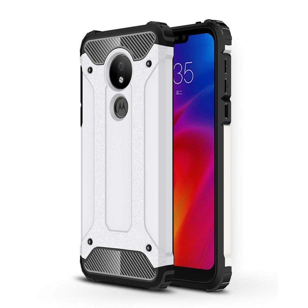 Capa Hybrid Armor Capa resistente e resistente para Motorola Moto G7 Power silver