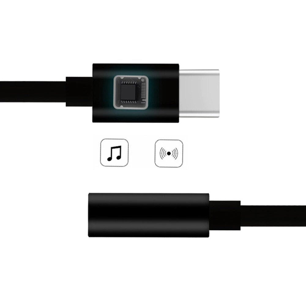 Adaptador fêmea USB Tipo-C para miniplugue de 35 mm preto