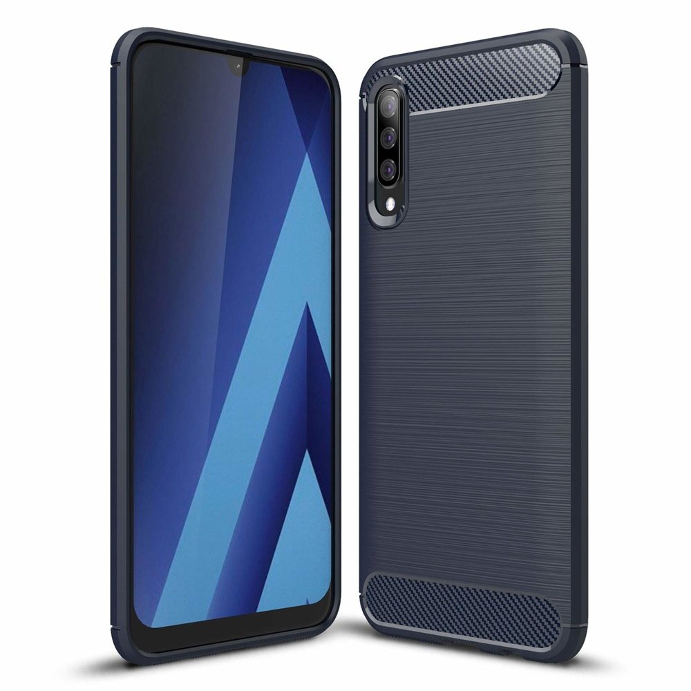 Capa carbono Capa flexível de TPU para Samsung Galaxy A70 azul