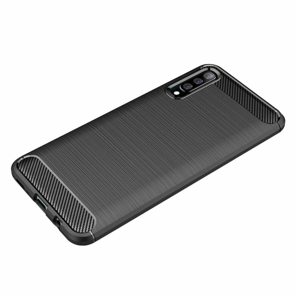 Capa carbono Capa flexível de TPU para Samsung Galaxy A70 azul