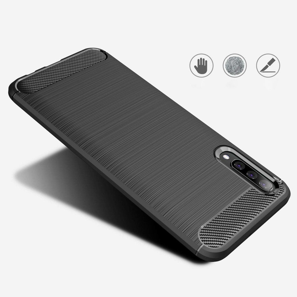 Capa carbono Capa flexível de TPU para Samsung Galaxy A70 azul