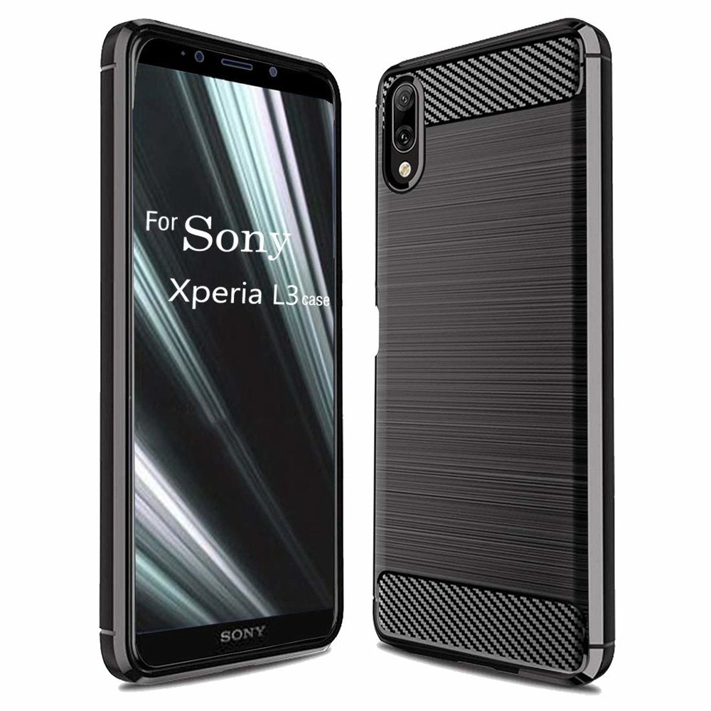 Capa carbono Capa flexível TPU para Sony Xperia L3 preta