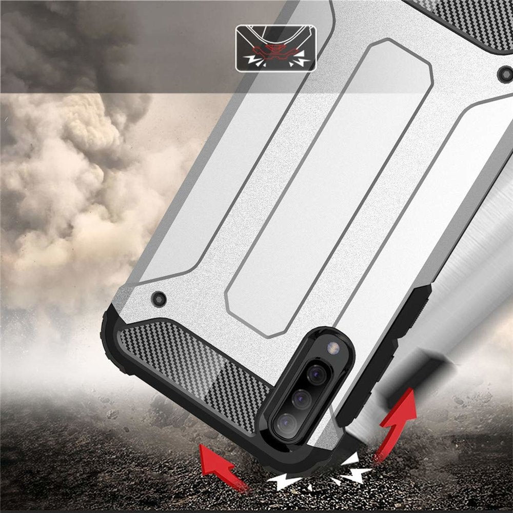 Capa Hybrid Armor Capa resistente e resistente para Samsung Galaxy A70 prata