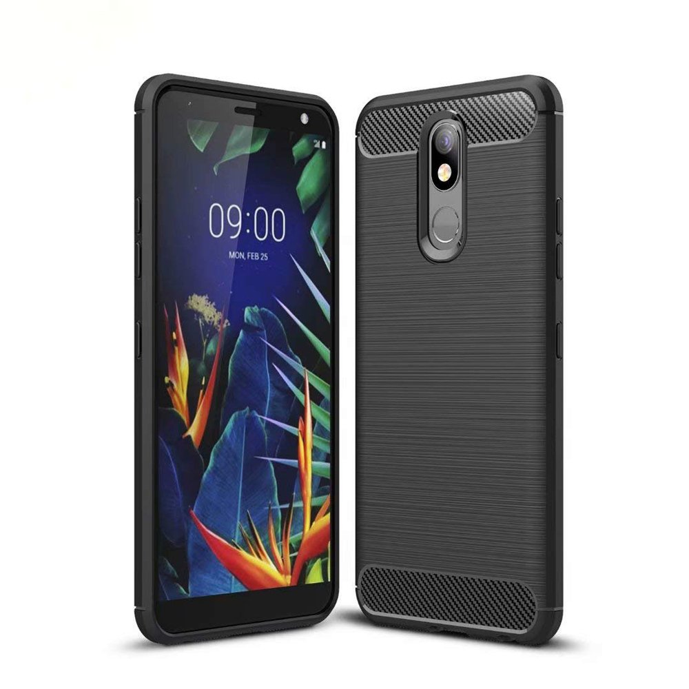 Capa carbono Capa flexível de TPU para LG K40 X420 preta