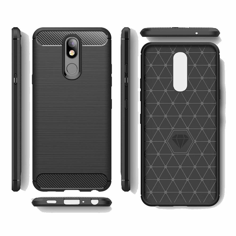 Capa carbono Capa flexível de TPU para LG K40 X420 preta