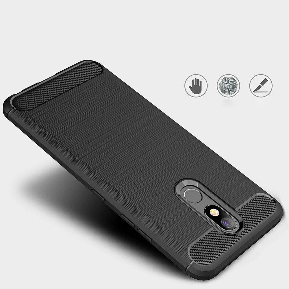 Capa carbono Capa flexível de TPU para LG K40 X420 preta