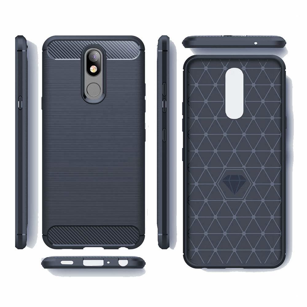 Capa carbono Capa flexível TPU para LG K40 X420 azul