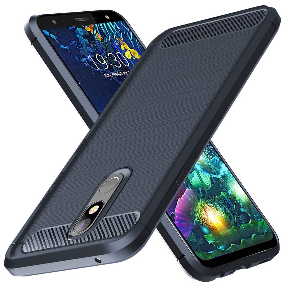 Capa carbono Capa flexível TPU para LG K40 X420 azul