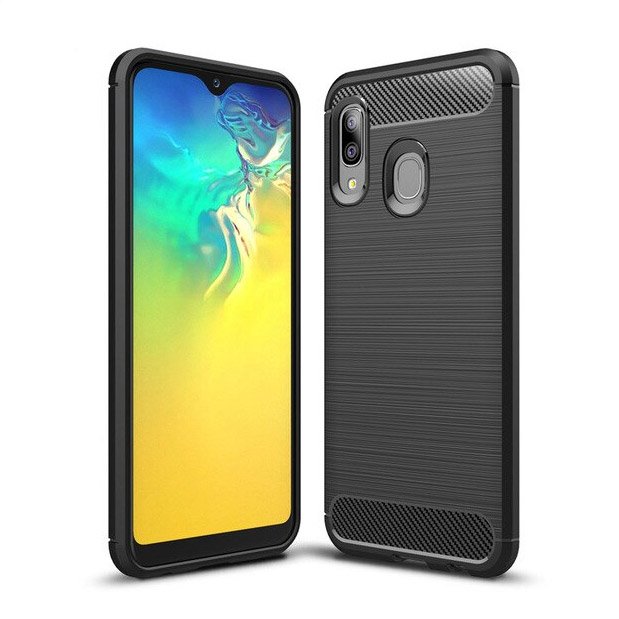 Capa carbono Capa flexível de TPU para Samsung Galaxy A20e preta