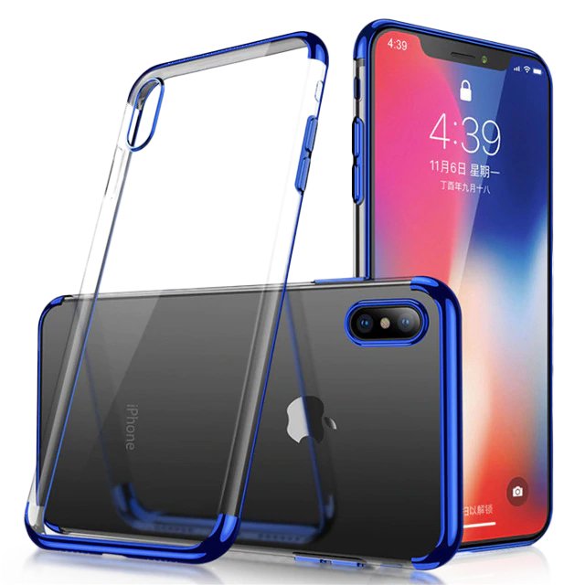 Capa de gel TPU transparente com estrutura de galvanoplastia para Samsung Galaxy A70 azul