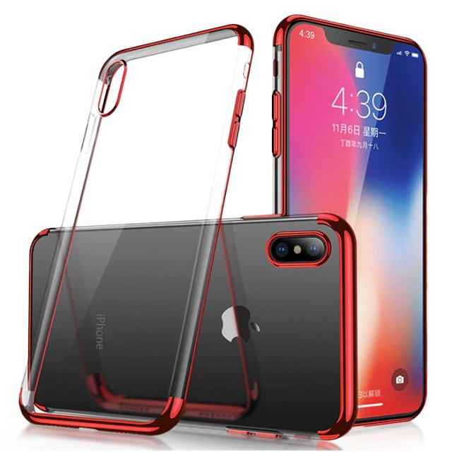 Capa transparente em gel TPU com moldura de galvanoplastia para Samsung Galaxy A50s - Galaxy A50 - Galaxy A30s vermelho