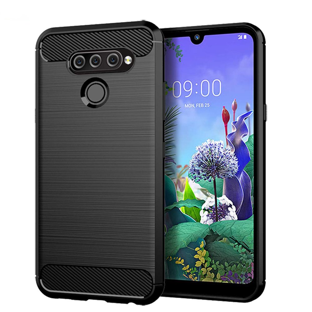 Capa carbono Capa flexível TPU para LG Q60  -  LG K50 preta