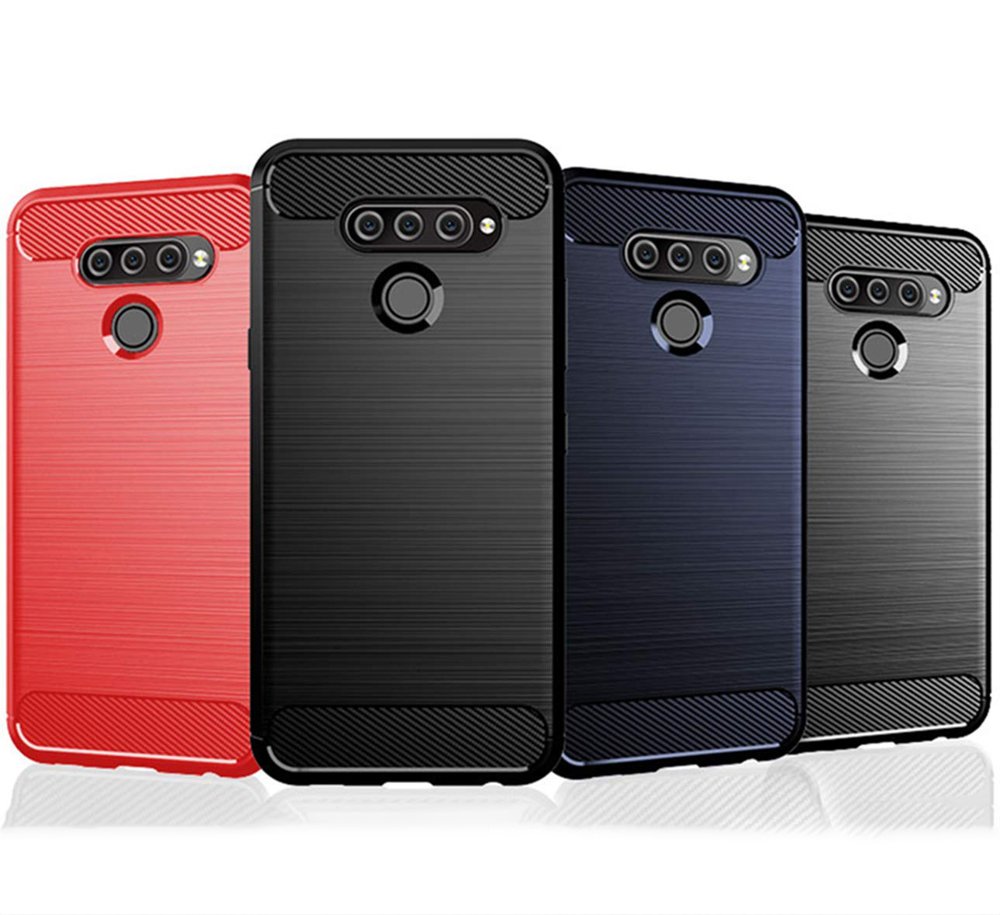 Capa carbono Capa flexível TPU para LG Q60  -  LG K50 preta