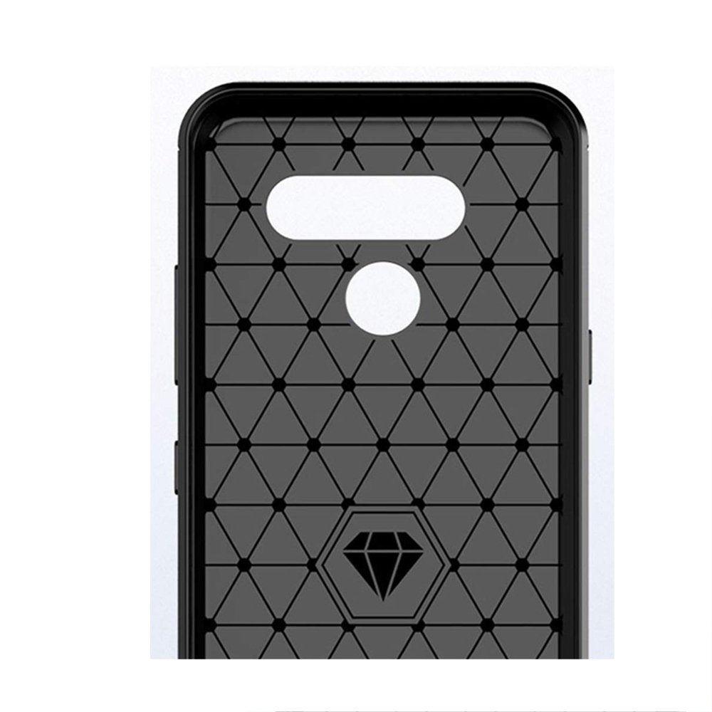 Capa carbono Capa flexível TPU para LG Q60  -  LG K50 preta