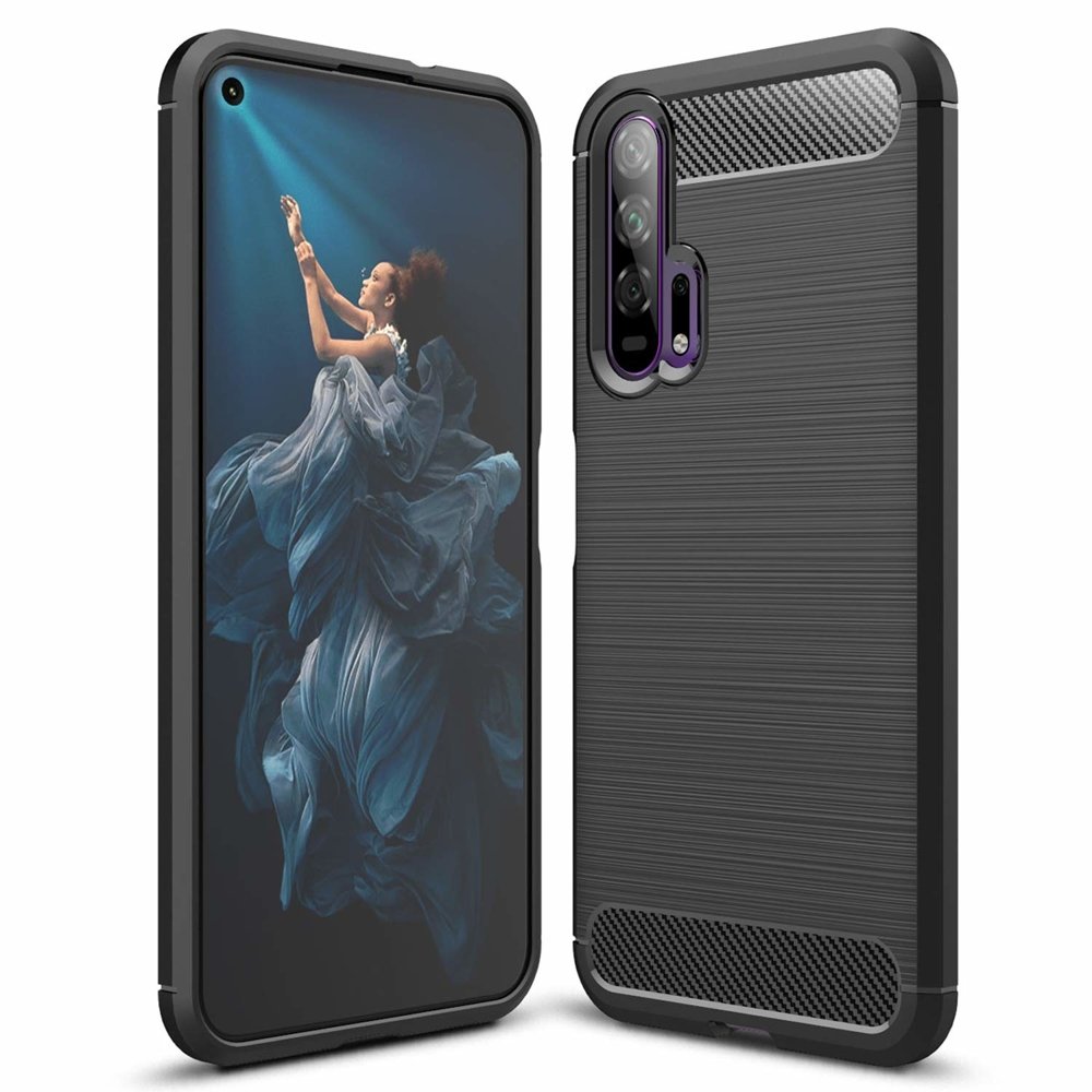 Capa carbono Capa flexível de TPU para Huawei Honor 20 - 20 Pro preta