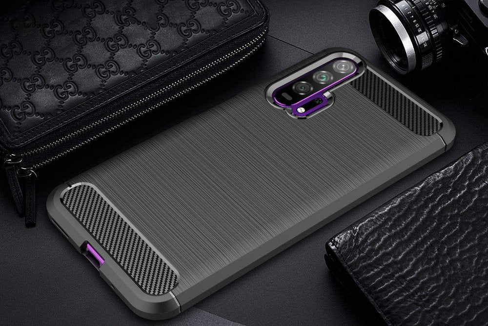Capa carbono Capa flexível de TPU para Huawei Honor 20 - 20 Pro preta